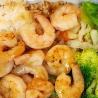 Shrimp Teriyaki · Served with , onion, broccoli, and .cabbage and carrot and rice or 0.50 for noodle or brown ...