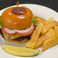 Chef Johns Angus Burger · Angus beef served on a toasted bun with lettuce, tomato, your choice of cheese, pickles and ...