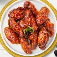 K'Idol Bbq Wings (Boneless) · Boneless breaded fresh chicken wings, fried until golden brown, and tossed in Korean BBQ sau...