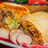 Burritos · Rice, beans, meat of your choice, lettuce, cilantro, onions, Mexican crema and Cotija cheese...