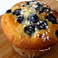Blueberry Cream Cheese · Sweet muffin with fresh blueberries and sweet cream cheese inside. Topped with blueberries.
