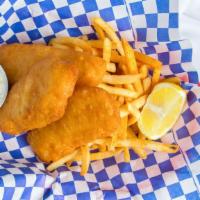 Fish & Chips · Golden fried fish fillets with fries served with tarter sauce