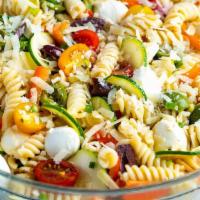Large Ensalada De Pasta / Pasta Salad · Is a salad dish prepared with one or more types of pasta, almost always chilled, and most of...
