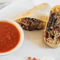 Classic Burrito · Flour Tortilla stuffed with rice , beans , cheese , pico de gallo and lettuce with your choi...