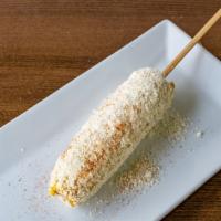 Elote / Sweet Corn · Mayo, cheese and spicy powder.