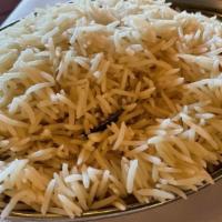 Steamed Basmati Rice · Boiled long grain basmati rice.