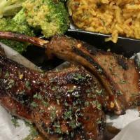 Lamb Chop Dinner · Three Grilled lamb chops With teriyaki Glaze and a choice of 2 sides
