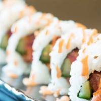 Spicy Tuna Roll · Chopped with tuna mixed with green onion, spicy mayo sauce, and cucumber.