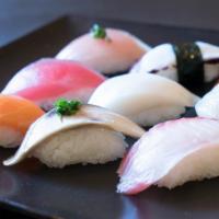 Nigiri Combination · Salmon, tuna, yellowtail, super white tuna, albacore, red snapper, mackerel, squid and octop...