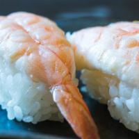 Ebi (Cooked Shrimp) Nigiri · Two pieces per order.