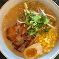 Chicken Paitan · Silky style chicken broth ramen.. Includes Chicken Chashu, Bean Sprouts, Corn, (1/2)Egg, and...