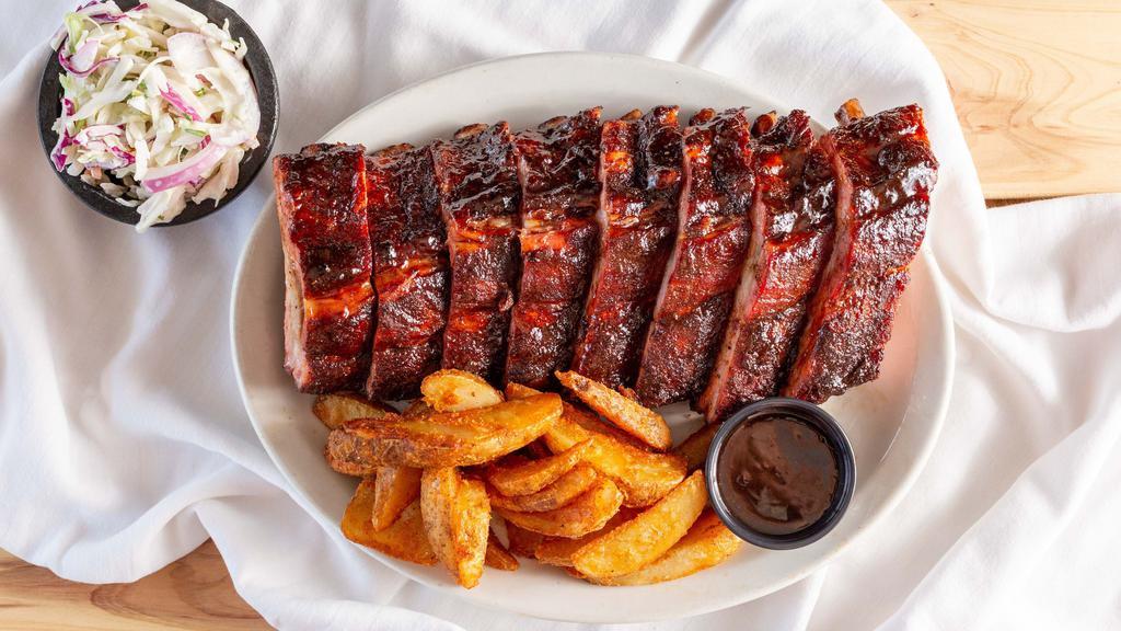 Smoked Baby Back Rib Dinner - Full · Served with fries & jalapeno coleslaw