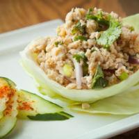 Minced Chicken Salad · shallot + mint + cilantro + lime