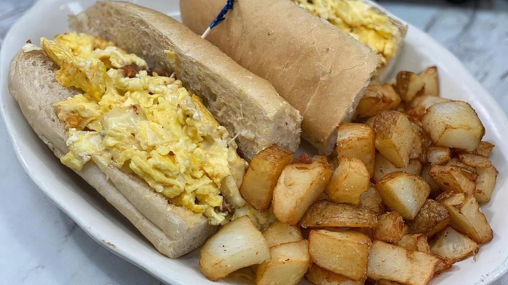Harry'S Favorite Sandwich · Our fresh torpedo roll stuffed with an abundance of eggs, scrambled with . Italian sausage and American cheese.