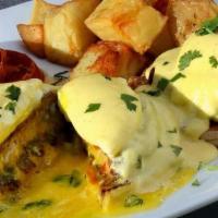 Crab Cake Benedict · HOMEMADE FRIED CRAB PATTIES,POACHED EGGS SERVED ON ENGLISH MUFFIN AND HOLLANDAISE SAUCE WITH...