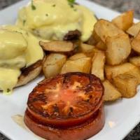 Steak Benedict · STEAK TOPPED WITH POACHED EGGS SERVED ON ENGLISH MUFFIN AND HOLLANDAISE SAUCE HOME FRÍES AND...