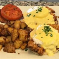 Fried Chicken Benedict · FRIED CHICKEN,POACHED EGGS AND HOLLANDAISE SERVED ON ENGLISH MUFFIN WITH HOME FRIES AND GRIL...