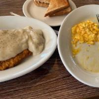 Chicken Fried Steak & Eggs · A Texas favorite black Angus cutlet seasoned and hand breaded, covered in gravy.