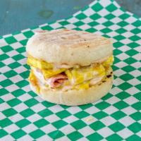 Fakin Egg N Cheese · Nut-free, famous house made cheez sauce, fluffy tofu ehgg, vegan bakun, and sw aioli served ...