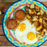 2 French Toasts, Sausage & 2 Eggs · 