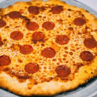 Pepperoni Pizza · House marinara sauce, pepperoni, and mozzarella cheese