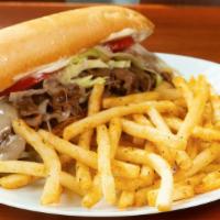 Philly Cheesesteak Sub · Comes with Lettuce, Tomato, Mayo, Grilled Onion and Provolone Cheese (6 inch).