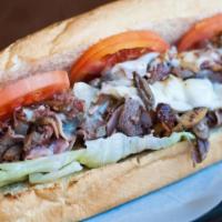 Thb Cheese Steak · Served w/ slice pickle: Feel free to sub bagel w/ any bread. Lettuce, tomatoes, green pepper...