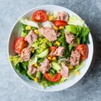 Tuna Salad · Our house made, fresh tuna salad on a bed of organic field greens, tomatoes, green peppers a...