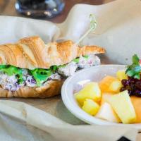 Chicken Salad Croissant · Chicken salad served on your choice of butter croissant. Served with chips.