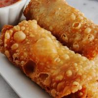 Italian Eggrolls (2) · Homemade eggrolls filled with ground beef, peppers, onions and a shredded cheese blend; serv...