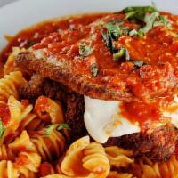 Chicken Or Veal Sorrento · Hand breaded all-natural chicken cutlet or tender pounded veal layered with eggplant and ric...