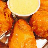 Chicken Wings (5 Pc) · Deep fried breaded wings, served with your choice of either, hot sauce, buffalo sauce, bbq s...