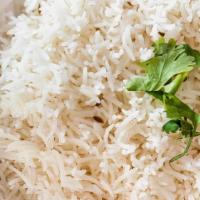 Plain Rice · Boiled plain basmati rice in a bowl.