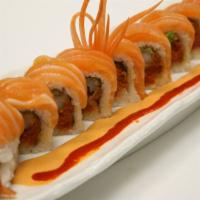 503 Roll · Avocado, Spicy tuna, Shrimp tempura, Fresh Salmon on top