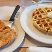 Oh My! Waffle & Chicken · Our famous Belgian waffle accompanied with your choice of chicken breast, wings or chicken s...