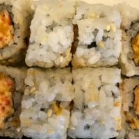 Spicy Crabmeat Roll (8Pc) · Delicious imitation crabmeat wrapped in rice and seaweed paper.