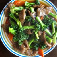 Beef With Broccoli · Mixed of tender strips of steak and healthy broccoli, carrots. Come with delicious sweet and...