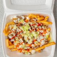 Sizzling Loaded Fries · Loaded fries with the choice of chicken or lamb or beef taste great.
