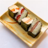 Musubi · Seasoned Rice Wrapped with Nori Seaweed.