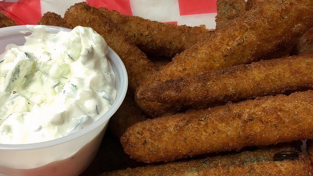 Zucchini Sticks V · Served with our home-made tzatziki sauce.