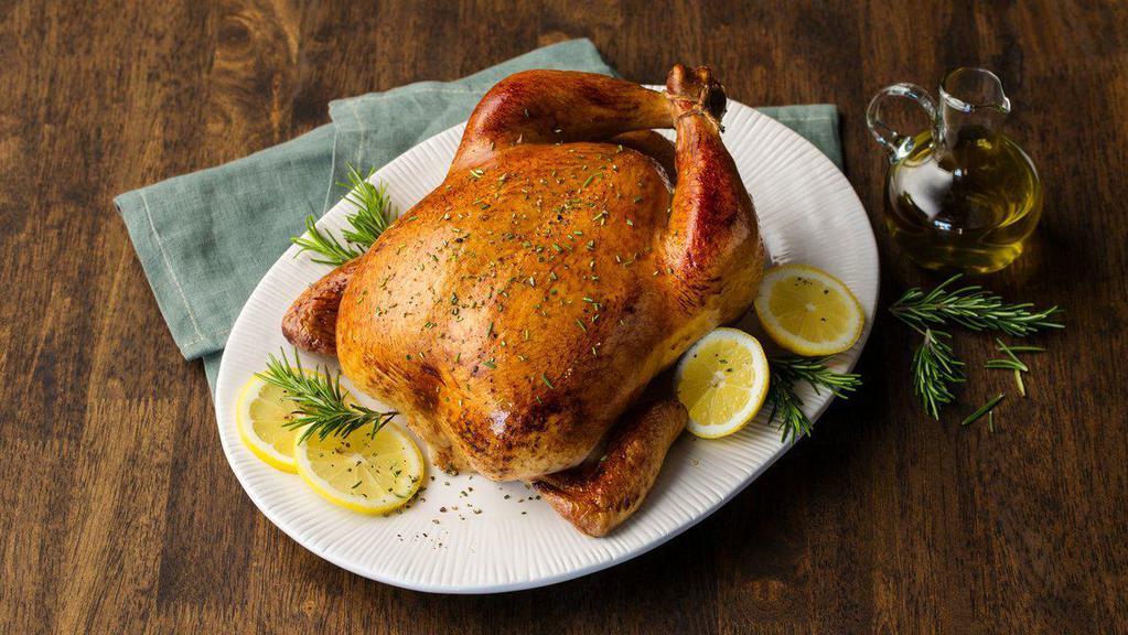 Whole Roasted Chicken With Lemon Pepper Seasoning · Whole roasted in store and lightly coated with a savory lemon pepper seasoning.
