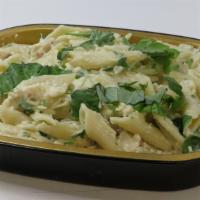 Chicken Alfredo · Rich and creamy alfredo smothered pasta with grilled chicken.