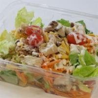 Grilled Chicken Salad · Entrée Size! Tender grilled chicken, shredded carrots, cherry tomatoes and shredded cheese o...