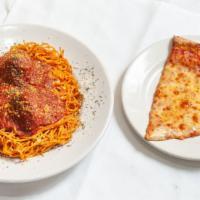 Spaghetti & Meatballs · Spaghetti, tomato sauce and homemade meatballs.