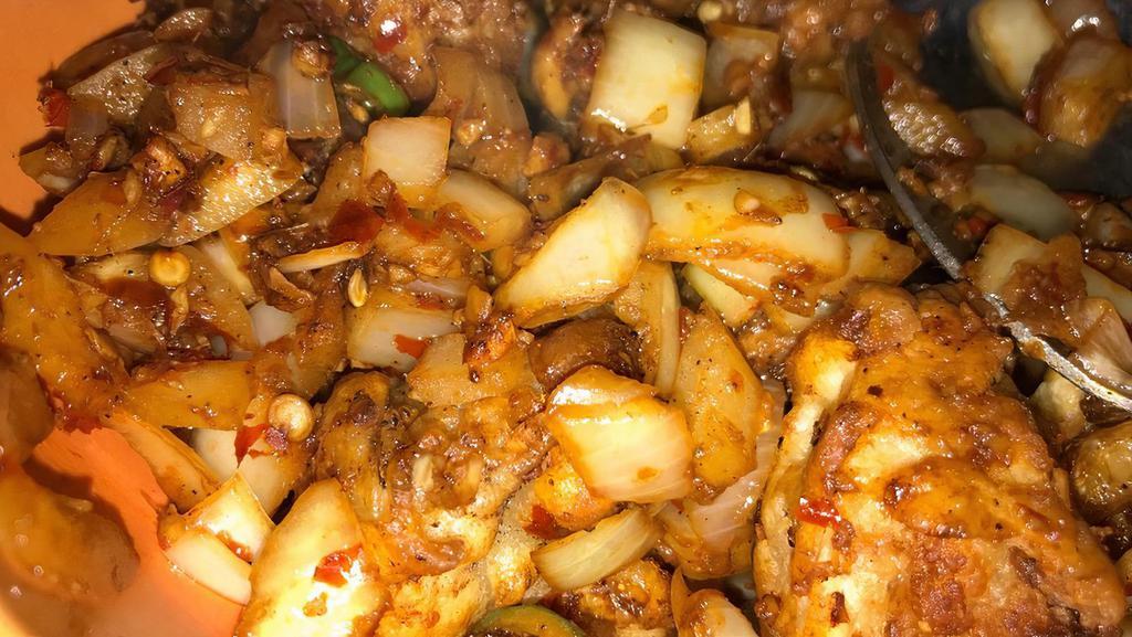 Gobi Manchurian · Batter-fried cauliflower in spicy Manchurian sauce.