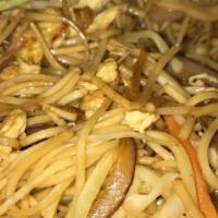 Shrimp Hakka Noodles · Noodles stir-fried with shrimp, vegetables, and egg.
