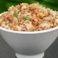 Hibachi Shrimp Rice 12 Oz.  · The original Benihana classic. Grilled shrimp, rice, egg and chopped vegetables.