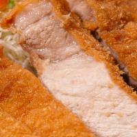Chicken Katsu Tempura · Breaded chicken fried. Served with mushroom soup or salad and white rice.