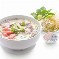 Pho Tai Chin Nam Gau · Beef Noodle Soup with rare steak, welldone brisket, flank, fatty brisket