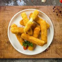 Mozzarella Sticks · (6 pieces) Mozzarella cheese sticks battered and fried until golden brown. Served with dippi...